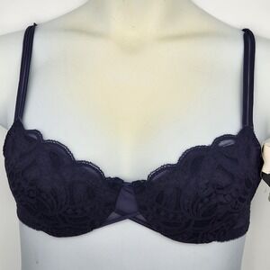 Vintage Maidenform Grand Illusion Lightly Padded Lace Bra Purple 34C NOS NEW